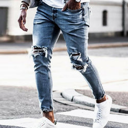 men Streetwear Destroyed Ripped Jeans