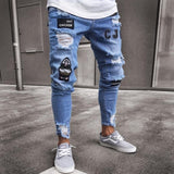 men Streetwear Destroyed Ripped Jeans