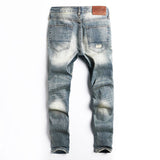 Style Men Retro Wash Destroyed Ripped Jeans