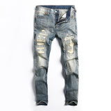 Style Men Retro Wash Destroyed Ripped Jeans