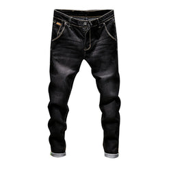 Stretch Pants Solid Slim Fit Jeans Men