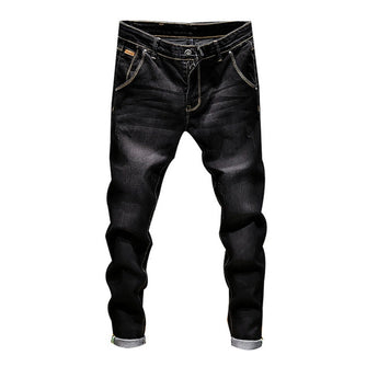 Stretch Pants Solid Slim Fit Jeans Men