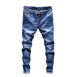 Stretch Pants Solid Slim Fit Jeans Men