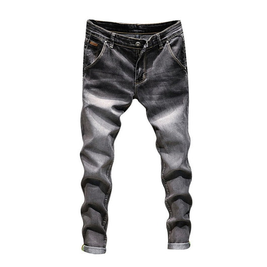 Stretch Pants Solid Slim Fit Jeans Men