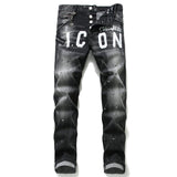 men jeans pants Men slim jeans patchwork letter