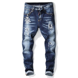 men jeans pants Men slim jeans patchwork letter