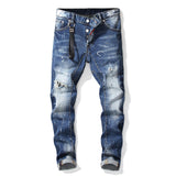 men jeans pants Men slim jeans patchwork letter