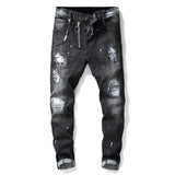 men jeans pants Men slim jeans patchwork letter